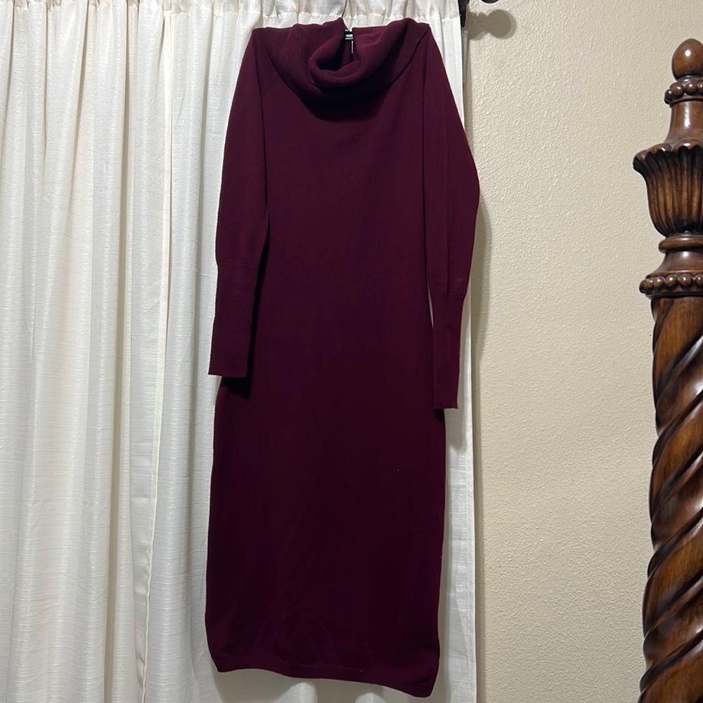 Autumn Cashmere dress with turtle neck foldable and long sleeve winter dress.